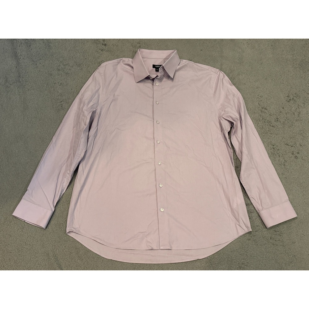Express Slim 1MX Mens Large Light Purple Long Sleeve Button Down Dress Shirt